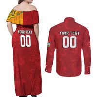 Custom British Lions-AUNZ Couples Matching Off Shoulder Maxi Dress and Long Sleeve Button Shirt Australia-New Zealand Indigenous Motif