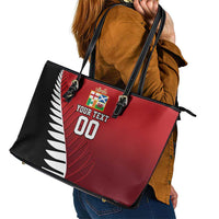 Custom British Lions New Zealand Leather Tote Bag Half Black Fern