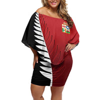 Custom British Lions New Zealand Off Shoulder Short Dress Half Black Fern