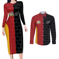 Custom British Lions New Zealand Couples Matching Long Sleeve Bodycon Dress and Long Sleeve Button Shirt Sporty Style