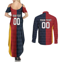 Custom British Lions Australia ACT Couples Matching Summer Maxi Dress and Long Sleeve Button Shirt Sporty Style