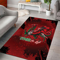 Wales Rugby National Heritage Area Rug Red Dragon Inspired Edition