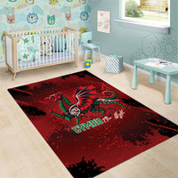 Wales Rugby National Heritage Area Rug Red Dragon Inspired Edition