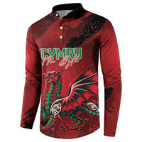 Wales Rugby National Heritage Custom Button Sweatshirt Red Dragon Inspired Edition