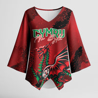 Wales Rugby National Heritage Custom Kimono Sleeve Blouse Red Dragon Inspired Edition