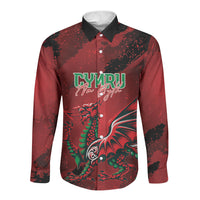 Wales Rugby National Heritage Custom Long Sleeve Button Shirt Red Dragon Inspired Edition