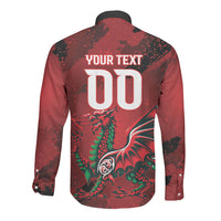 Wales Rugby National Heritage Custom Long Sleeve Button Shirt Red Dragon Inspired Edition