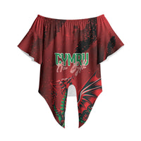 Wales Rugby National Heritage Custom Off Shoulder Wrap Waist Top Red Dragon Inspired Edition