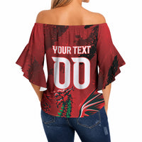 Wales Rugby National Heritage Custom Off Shoulder Wrap Waist Top Red Dragon Inspired Edition