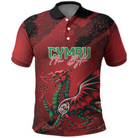 Wales Rugby National Heritage Custom Polo Shirt Red Dragon Inspired Edition