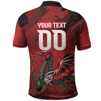 Wales Rugby National Heritage Custom Polo Shirt Red Dragon Inspired Edition