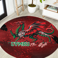 Wales Rugby National Heritage Round Carpet Red Dragon Inspired Edition