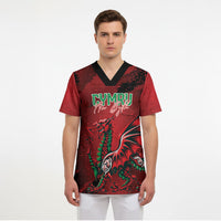 Wales Rugby National Heritage Custom Scrub Top Red Dragon Inspired Edition