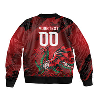 Wales Rugby National Heritage Custom Sleeve Zip Bomber Jacket Red Dragon Inspired Edition