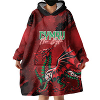 Wales Rugby National Heritage Custom Wearable Blanket Hoodie Red Dragon Inspired Edition