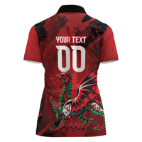 Wales Rugby National Heritage Custom Women Polo Shirt Red Dragon Inspired Edition