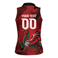 Wales Rugby National Heritage Custom Women Sleeveless Polo Shirt Red Dragon Inspired Edition