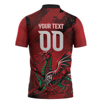 Wales Rugby National Heritage Custom Zipper Polo Shirt Red Dragon Inspired Edition