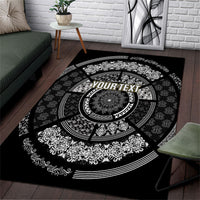 Italy Rugby Concept Custom Area Rug Black and White Mandala Inspired