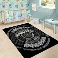 Italy Rugby Concept Custom Area Rug Black and White Mandala Inspired