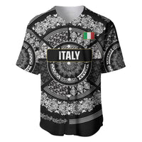 Italy Rugby Concept Custom Baseball Jersey Black and White Mandala Inspired