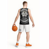 Italy Rugby Concept Custom Basketball Jersey Black and White Mandala Inspired