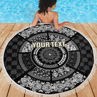 Italy Rugby Concept Custom Beach Blanket Black and White Mandala Inspired