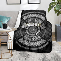 Italy Rugby Concept Custom Blanket Black and White Mandala Inspired