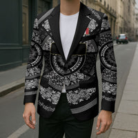 Italy Rugby Concept Custom Blazer Black and White Mandala Inspired