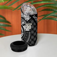Italy Rugby Concept Custom 4 in 1 Can Cooler Tumbler Black and White Mandala Inspired