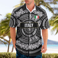 Italy Rugby Concept Custom Hawaiian Shirt Black and White Mandala Inspired