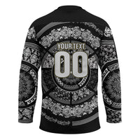 Italy Rugby Concept Custom Hockey Jersey Black and White Mandala Inspired