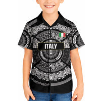 Italy Rugby Concept Custom Kid Hawaiian Shirt Black and White Mandala Inspired