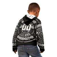 Italy Rugby Concept Custom Kid Hoodie Black and White Mandala Inspired