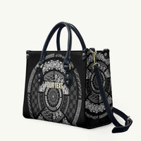 Italy Rugby Concept Custom Leather Bag Black and White Mandala Inspired