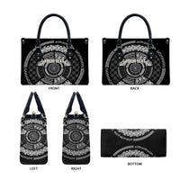 Italy Rugby Concept Custom Leather Bag Black and White Mandala Inspired