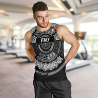 Italy Rugby Concept Custom Men Tank Top Black and White Mandala Inspired