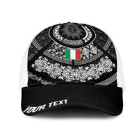 Italy Rugby Concept Personalized Mesh Trucker Cap Black and White Mandala Inspired