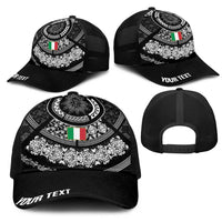 Italy Rugby Concept Personalized Mesh Trucker Cap Black and White Mandala Inspired