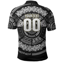 Italy Rugby Concept Custom Polo Shirt Black and White Mandala Inspired