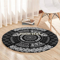 Italy Rugby Concept Custom Round Carpet Black and White Mandala Inspired