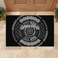 Italy Rugby Concept Custom Rubber Doormat Black and White Mandala Inspired
