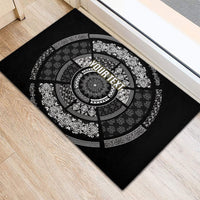 Italy Rugby Concept Custom Rubber Doormat Black and White Mandala Inspired