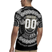 Italy Rugby Concept Custom Rugby Jersey Black and White Mandala Inspired