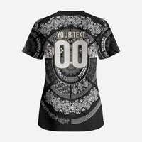 Italy Rugby Concept Custom Scrub Top Black and White Mandala Inspired