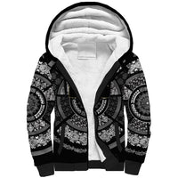 Italy Rugby Concept Custom Sherpa Hoodie Black and White Mandala Inspired