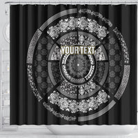 Italy Rugby Concept Custom Shower Curtain Black and White Mandala Inspired
