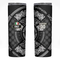 Italy Rugby Concept Custom Skinny Tumbler Black and White Mandala Inspired