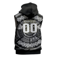 Italy Rugby Concept Custom Sleeveless Zip Hoodie Black and White Mandala Inspired