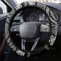 Italy Rugby Concept Steering Wheel Cover Black and White Mandala Inspired